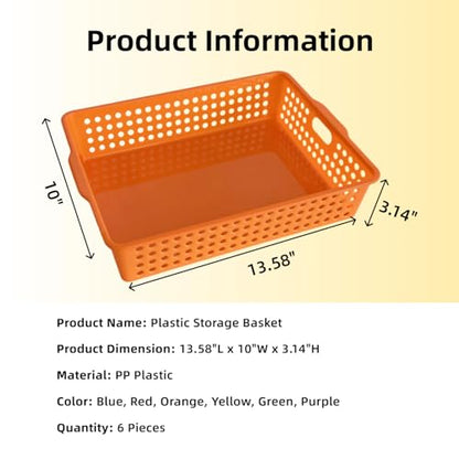 6 Pack Plastic Turn in Paper Trays for Classroom, Bin Baskets,Bright Color - color: Bright Color