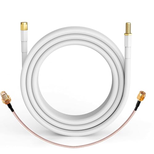 SMA Coaxial Cable LTE Antenna Extension Kit Low Loss 3D-FB – Dual Coax Cable Set with 20FT Extension & 20IN Jumper, SMA Male to Female for Signal Booster Indoor Outdoor