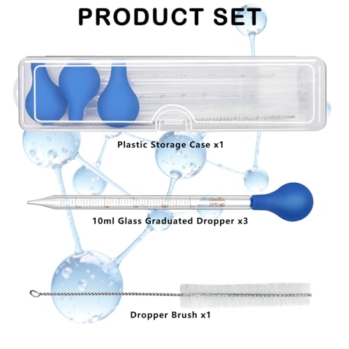 Artcome 5PCS 10ml Glass Graduated Dropper Kit with Brush & Storage Case - size: 5 pcs