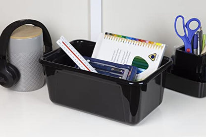 Storex Small Cubby Bin, 7.8 x 12.2 x 5.1 Inches, Black, 5-Pack (62466E05C) - color: Black, style: Bin Only