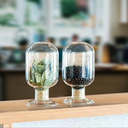 Beavorty Glass Match Cloche Jar: Fireplace Match Cloche Bottle Fancy Matches Striker Holder Jar Christmas Match Holder with Stopper for Candles Bathroom Lab Matches 250ml (Pack of 2) - size: 13X7X7CM (Pack of 2)