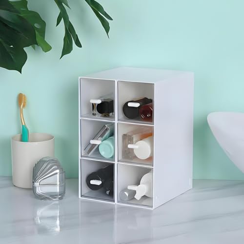 Desktop Organizer With 6 Drawers, Pencil Box, Stationary Organizer - color: 2 Tall Layers & 6 Drawers, White