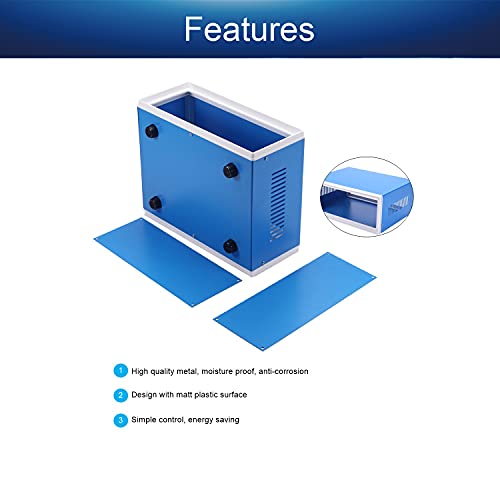 Fielect Electronic Enclosure Case Junction Box Blue Metal Enclosure Project Case Box for Electronic Projects 9.06 x 7.28 x 3.94 inch - size: 9.06" x 7.28" x 3.94"