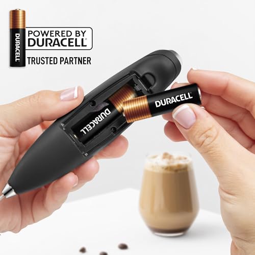 Zulay Kitchen Powerful Milk Frother Wand With Duracell Batteries - Ultra Fast Handheld Drink Mixer - Electric Whisk Foam Maker for Coffee, Lattes, Cappuccino & Matcha - Triple Whisk - Black - color: 01 - Alpha Black, size: Triple Whisk + Batteries