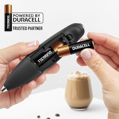 Zulay Kitchen Powerful Milk Frother Wand With Duracell Batteries - Ultra Fast Handheld Drink Mixer - Electric Whisk Foam Maker for Coffee, Lattes, Cappuccino & Matcha - Triple Whisk - Black - color: 01 - Alpha Black, size: Triple Whisk + Batteries