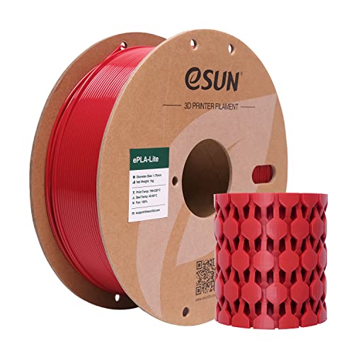 eSUN PLA Filament 1.75mm, High Toughness 3D Printer Filament Upgraded PLA Filament, Dimensional Accuracy +/- 0.03mm, 1KG Cardboard Spool (2.2 LBS) 3D Printing Filament for 3D Printers, Fire Engine Red - color: Fire Engine Red, size: PLA 1.75MM - 1KG