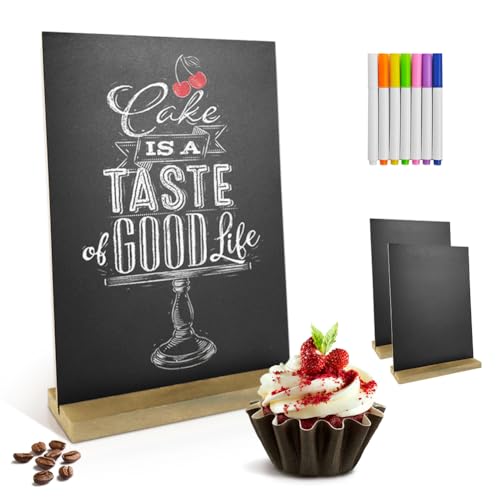 Mini Chalkboard Signs with Stand for Tables, Small Chalk Board for Food (3, 8.6"x5.9") - size: 8.6"x5.9"