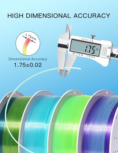 PINBALL PETG 3D Printer Filament 1.75mm High Precision Durable Moisture-Proof Strong Filament Mith Better Flow Dimensional Accuracy +/- 0.02mm 4 Kilograms Glass Blue， Lime， Dreamland， Liuli Red - color: A4 Petg Rainbow, size: PETG-4kg