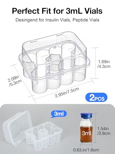 SUNMON 10 Slot Peptide Case for Fridge, 3ml Vial Storage Case for Refrigerator, 3ml Insulin Vial Holder for Diabetic Care (2 Pcs) - size: 3ml-10 Slot 2 Pcs