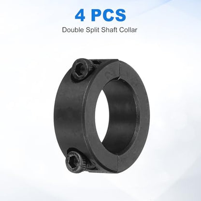 uxcell 4pcs Double Split Shaft Collars 14mm Bore, Two-Piece Clamping Collar 22mm OD 8mm Thickness Carbon Steel Lock Collar Clamp with Set Screws (Black Oxide) - size: 14mm x 22mm x 8mm