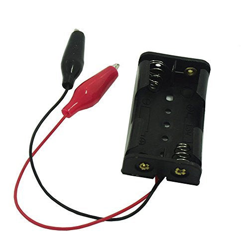 2xAA Battery Holder with Alligator Clip Leads, Pack of 4