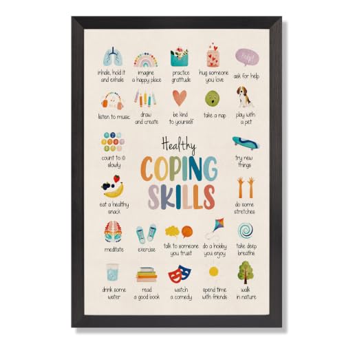 Coping Skills Canvas Wall Art Icon Chart Poster 8x10in Black Framed Flat - color: style 010, size: 8"L x 10"W