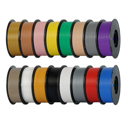 Kingroon PLA 3D Printer Filament Bundle, 16 Rolls, Dimensional Accuracy +/- 0.02 mm, 16kg Spool(35.2lbs), 1.75 mm 16 Colors - color: 16kg Pla Multicolor