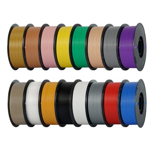 Kingroon PLA 3D Printer Filament Bundle, 16 Rolls, Dimensional Accuracy +/- 0.02 mm, 16kg Spool(35.2lbs), 1.75 mm 16 Colors - color: 16kg Pla Multicolor