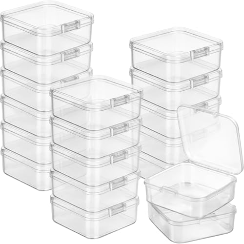 Jetec 18 Pieces Small Clear Plastic Storage Box, 2.1 x 2.1 x 0.8 Inch - size: 2.1 x 2.1 x 0.8 Inch
