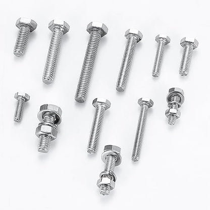 Hex Bolts and Nuts and Washers Assortment Kit, 496 Pcs Metric Hex Head Nuts and Bolts Kit, Stainless Steel Machine Screws Bolts Nuts Flat & Spring Lock Washers Set - M4 M5 M6
