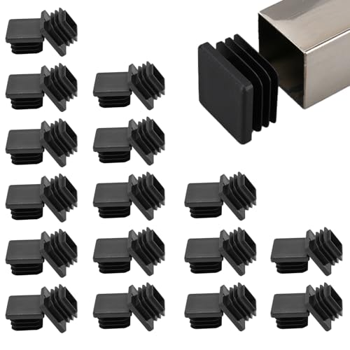32 Pack 1"x 1" Black Square Tube End Cap Plastic Plugs - color: Black, size: 1" (2-4 mm) - 32 pcs