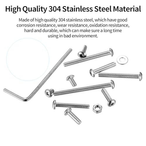 1050 Pcs M3 Screws Kit, M3 Machine Screws and Nuts and Washers Set, Assorted Button Head Socket Cap Screws Nuts and Bolts Assortment Kit, Stainless Steel Metric Screw Assortment, Fully Threaded - size: M3