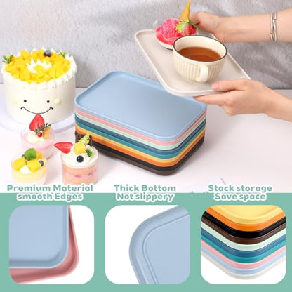 20 Pcs Plastic Art Trays, 10 Colors Stackable Activity Crafts Organizer, 9.4 x 6.8 Inch Sensory Serving Tray for Kids, School Classroom, DIY Painting Beads Projects