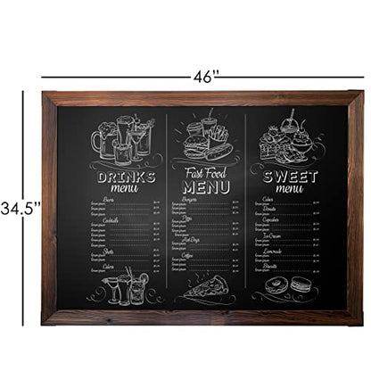 Loddie Doddie Magnetic Chalk Board, Menu Board for Kitchen, 46" x 34.5" - color: Rustic Frame, size: 46"W x 34.5"H