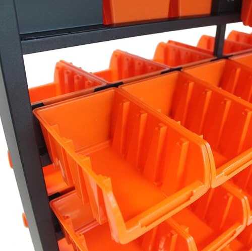 TRINITY 7-Tier Dual-Sided Rolling Storage Bin Rack & Parts Organizer, Black