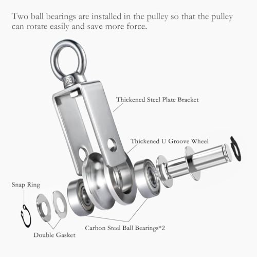 Cable Pulley Wheel Stainless Steel, Bearing Inside, Rope Pulley for Pulley System, Gym Equipment, Clothesline, 2 Pack - size: Swivel pulley