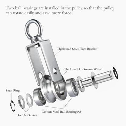 Cable Pulley Wheel Stainless Steel, Bearing Inside, Rope Pulley for Pulley System, Gym Equipment, Clothesline, 2 Pack - size: Swivel pulley