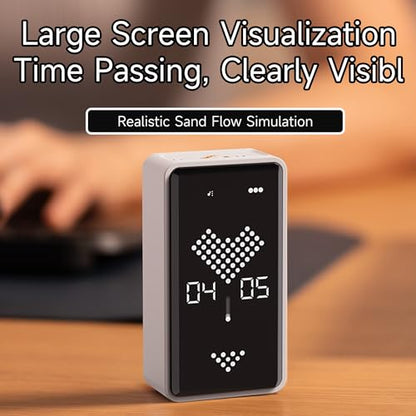 Visual Timer, Rechargeable Digital Hourglass Timer with LED Display - color: White