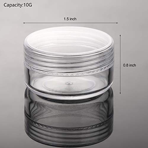 100 Count 10g Sample Jars with Lids Makeup Jars Plastic Lip Scrub Containers TSA Approved Cosmetic Containers for Traveling - Clear - color: Clear, size: 10g (100 Count)