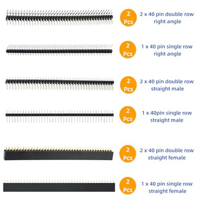 122 Pcs 2.54mm Female Header Pins Kit 3 4 6 8 10 40 Pin PCB Board Connector Compatible with for Arduino DIY Prototyping