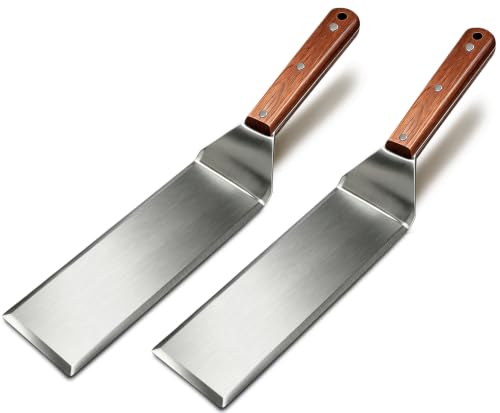 Set of 2 Extra Long Thicker Stainless Steel Griddle Spatula BBQ Tools