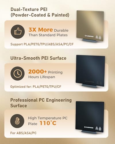 FLASHFORGE Adventurer 5M/5M Pro/AD5X PEI Build Plate,Magnetic Flexible Heated Bed Platform with Dual-Texture Coating - Powder-Coated&Painting Surface,Tool-Free Removal,for PLA/PETG/TPU/ABS/ASA/PC/CF - style: PEI Powder-Coated Build Plate