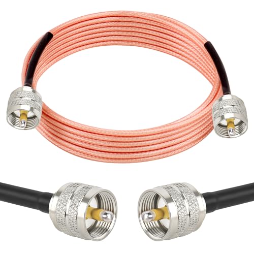 MOOKEERF RG316 CB Coax Cable - 10FT UHF PL259 Male to Male CB Antenna Cable 50 Ohm for HAM Radio,Antenna Analyzer,Dummy Load,SWR Meter - size: 10FT