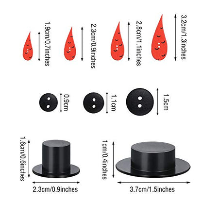 300 Pcs Christmas Snowman Ornament Set, Carrot Nose Black Hats Eyes Buttons