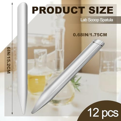 Zonon 12 Pcs 6 Inch Lab Spatula Stainless Steel Bead Scoop Round Pointed