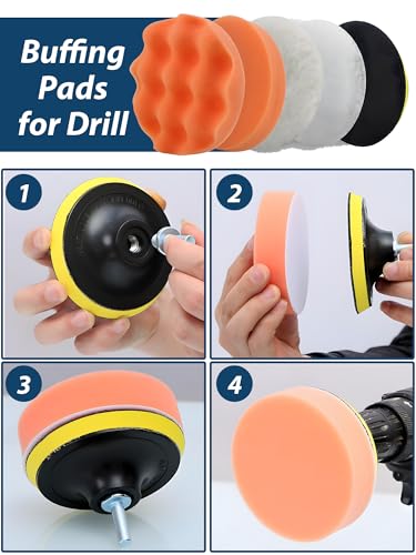 Rubber Eraser Wheel,Decal Sticker Remover Tool Kit with Drill Adapter,Vinyl Adhesive Removal Tool,Razor Blade Scraper,Polishing Pad Wool Buffing Pad