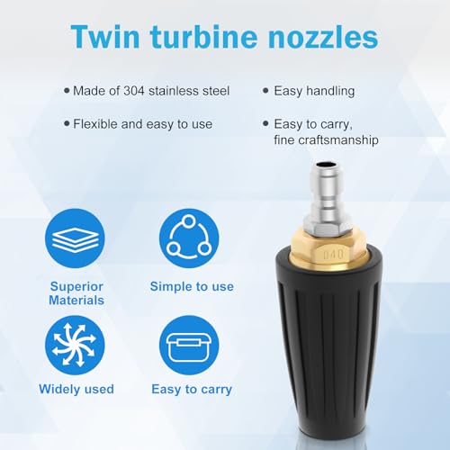 5 set Pressure Washer Nozzle Tips 4000 PSI 4.0 GPM Pressure Washer 1/4" & 3/8" Quick Connect with 35 Nozzle Tips Kit Multiple Degrees (0, 15, 25, 40, 65, Rinse1, Soap2) for Car Concrete Brick