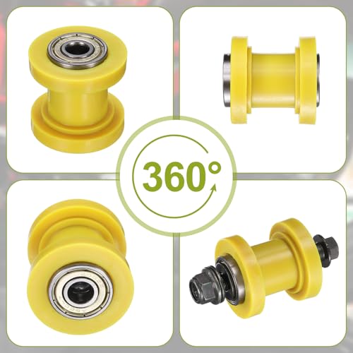 PATIKIL 8mm Grooved Roller Pulley Tensioner Chain Roller Pulley Mini Yellow - color: Yellow