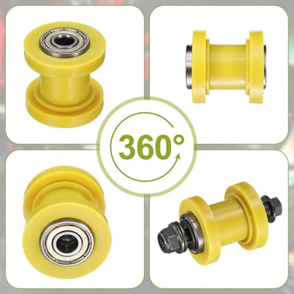 PATIKIL 8mm Grooved Roller Pulley Tensioner Chain Roller Pulley Mini Yellow - color: Yellow