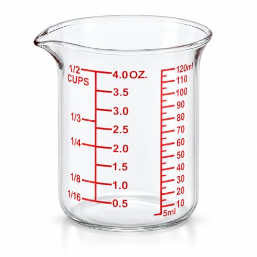 Ackers BORO3.3 4 oz/120 ml Glass Measuring Cup with V-Shaped Spout, 1 Count - size: 120 ML (4 Oz)-SINGLE