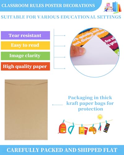 D24TIME Classroom Rules Poster-16.5" x 11.2" Educational Posters - color: Bright