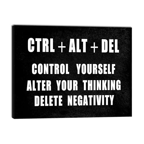Pyradecor Motivational CTRL+ALT+DEL Classroom Positive Quotes Inspirational Poster Canvas Prints Wall Art for Office Living Room Home Decorations - color: CTRL+ALT+DEL, size: 16"L x 12"W