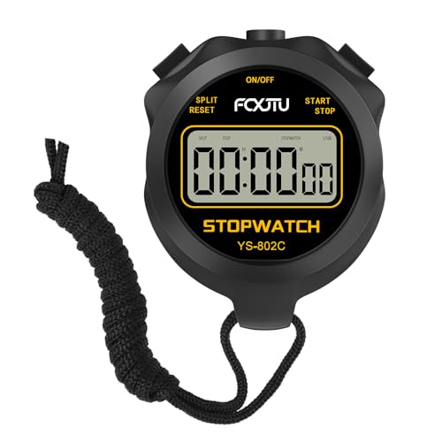 Digital Simple Basic Stopwatch Timer, Silent Stop Watch for Kids Coaches - color: Black