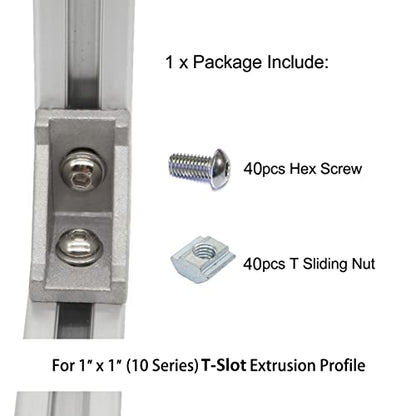 1010 Series Aluminum Extrusion Profiles Fastener T-Solt Nuts and Bolts, 40pcs 10 Hardware Slide Nuts Hex Screw for 1 Inch x 1 Inch Aluminium Extruded Profil Rail - style: 40 pcs screw and nut with m6