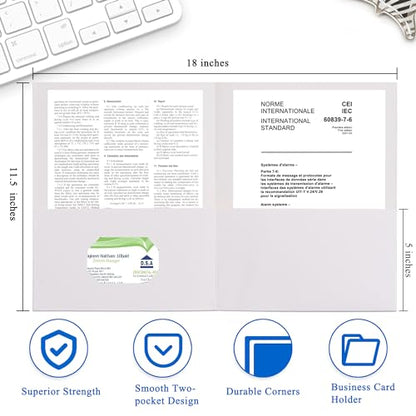 Zzrywuty 50 Packs White Two Pocket File Folders with Business Card Slot,Special Paper,Letter Size,Holds 100 Sheets for School,Office,Business - color: White-50pcs
