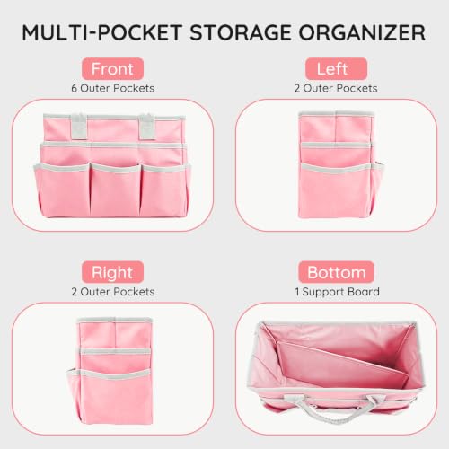 Art Supply Bag, Craft Organzier Tote Bag for Craft Supplies,Pink - color: Pink (6.5"D x 13"W x 8.5"H)