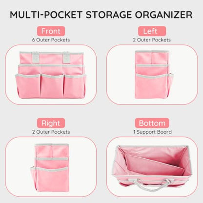 Art Supply Bag, Craft Organzier Tote Bag for Craft Supplies,Pink - color: Pink (6.5"D x 13"W x 8.5"H)