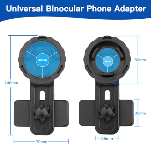 Phone Telescope Adapter 360° Rotating Digiscoping Mount for 16-50mm Eyepieces Fits Most Telescopes, Spotting Scopes & Microscopes – Adjustable Cell Phone Holder for Digiscoping （with Wireless Shutter）