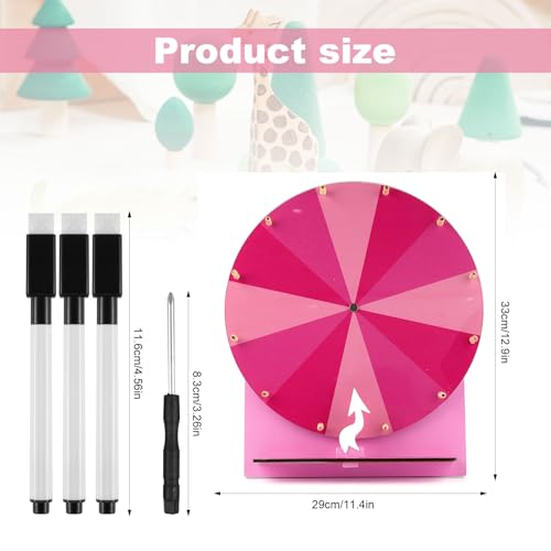 NQEUEPN Wooden Spinning Wheel, 11.4inch Prize Wheel Spinning Prize Tabletop Spinner Raffle Roulette for Fortune Game Carnival Trade Show (Pink) - color: Pink