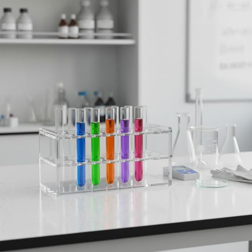 Clear Acrylic Test Tube Rack, 18-Hole 17mm Holder for 10ml 15ml Tubes - color: Clear - 18 Holes